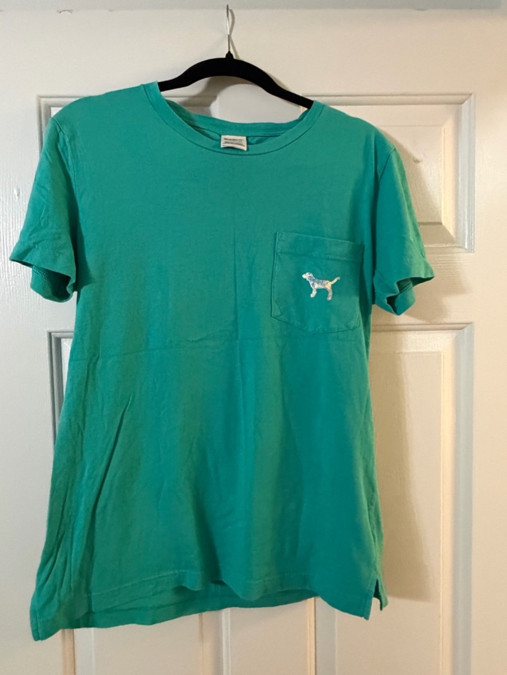 PINK Victoria's Secret Teal Crewneck Pocket Tee
